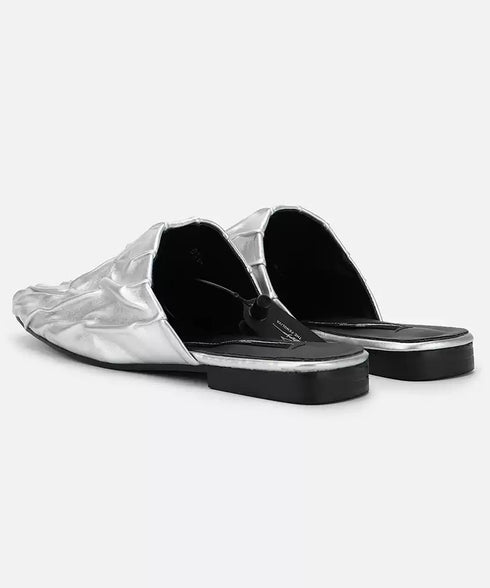 Crinkle Square Backless Mules